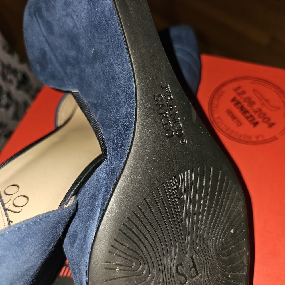 Franco Sarto Faye Wedge Pumps, Blue Suede Shoes - Picture 4 of 5